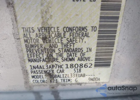 2017 Nissan Altima 2.5 Sv from USA, damaged, VIN 1N4AL3AP7HC180862